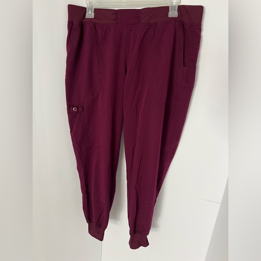 Med Couture Burgundy WINE Scrub Pants Large Petite